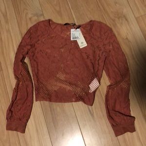 NWT Long sleeve see through crop shirt small